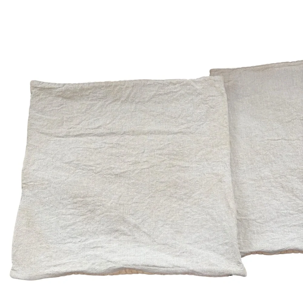 2 West Elm Ivory Beige Velvet Geometric Accent Pillow Cover‎ Size 18x18”